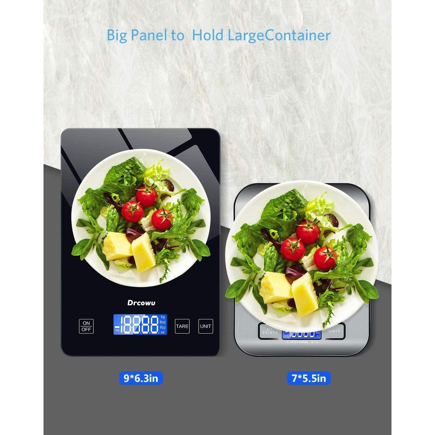 Escala de Cocina Digital Drcowu 15kg con Pantalla LCD Negra