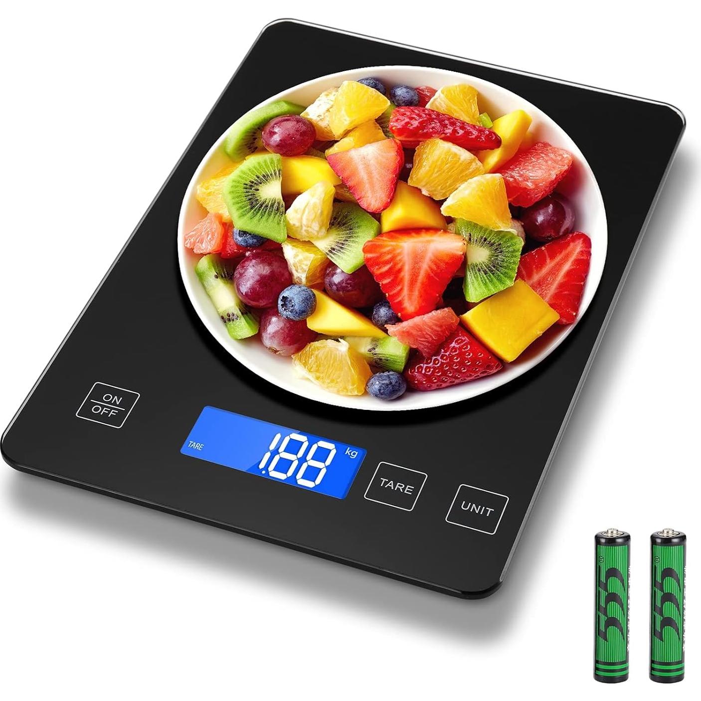 Escala de Cocina Digital Drcowu 15kg con Pantalla LCD Negra