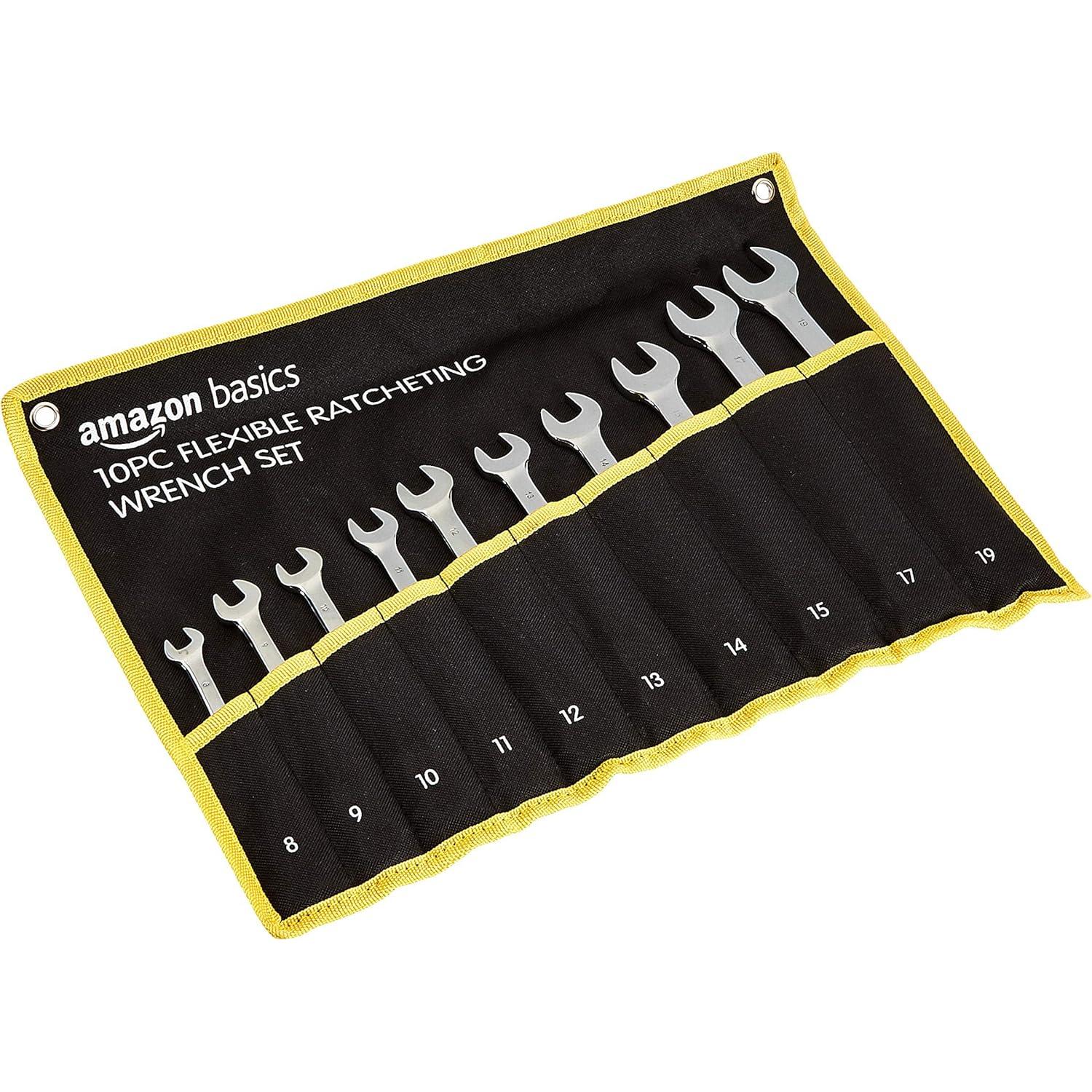 Juego de Llaves de Carraca Flexible Amazon Basics 10 Piezas