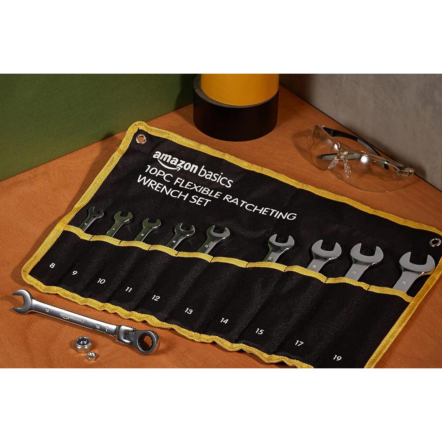 Juego de Llaves de Carraca Flexible Amazon Basics 10 Piezas