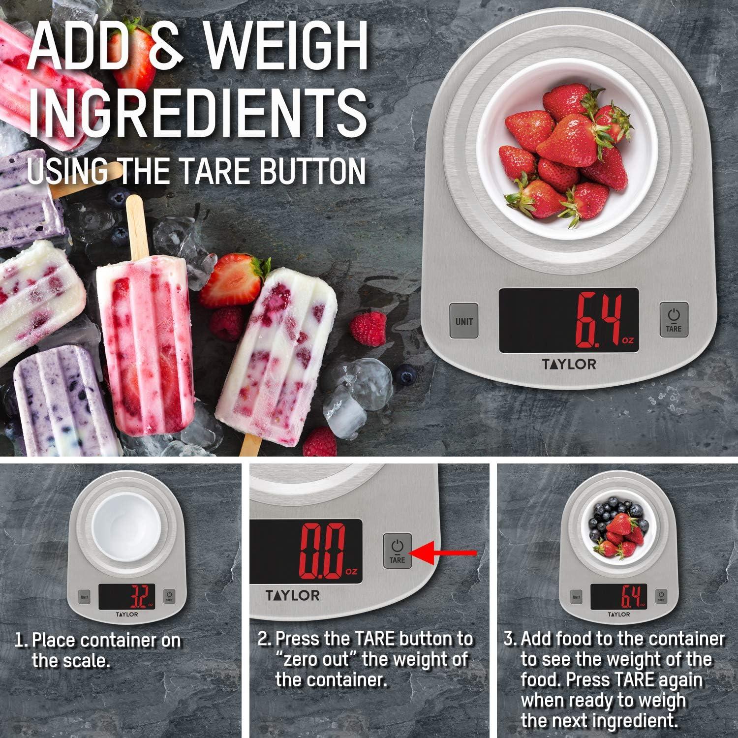 Báscula de Cocina Digital Taylor 5 kg Acero Inoxidable LED