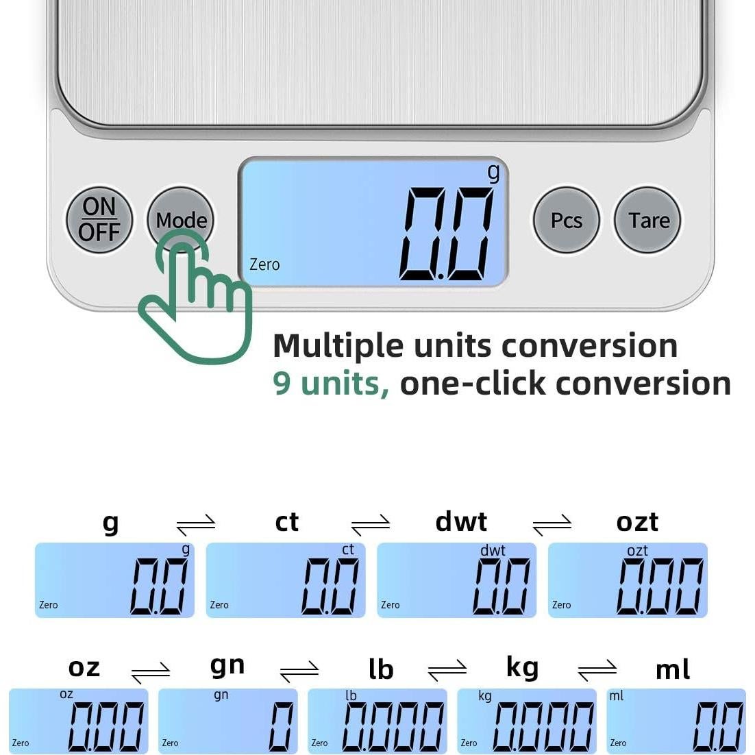 Báscula Digital de Cocina KUBEI 5kg 0.1g Acero Inoxidable