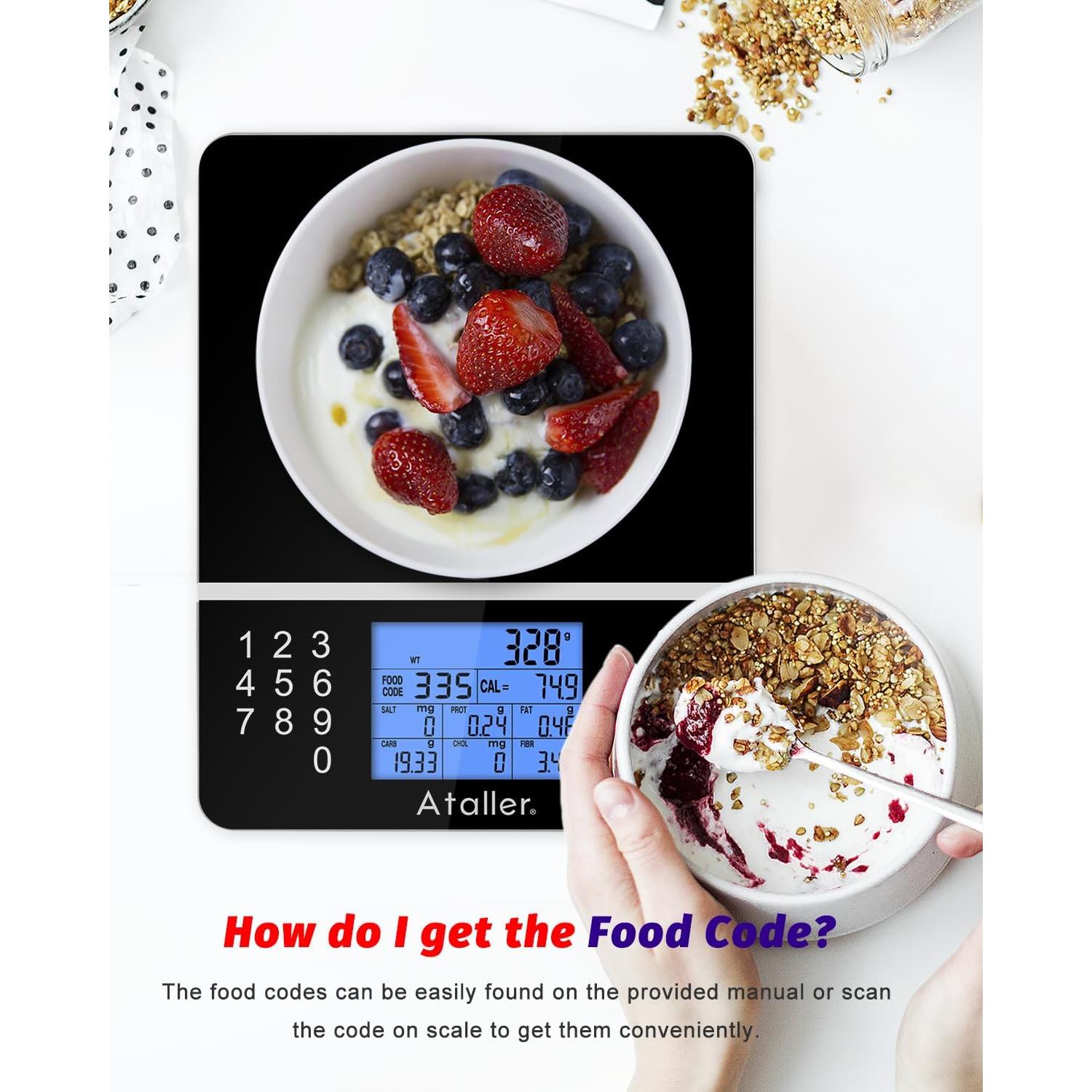 Báscula Digital de Alimentos Ataller con Calculadora Nutricional 5kg