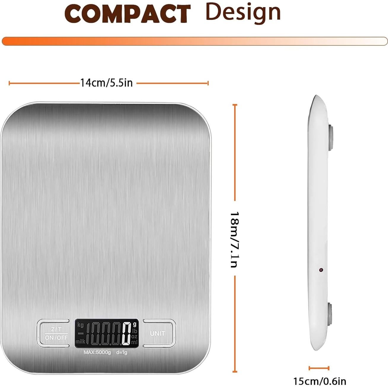 Báscula de Cocina Digital CX2012, 5kg, Acero Inoxidable