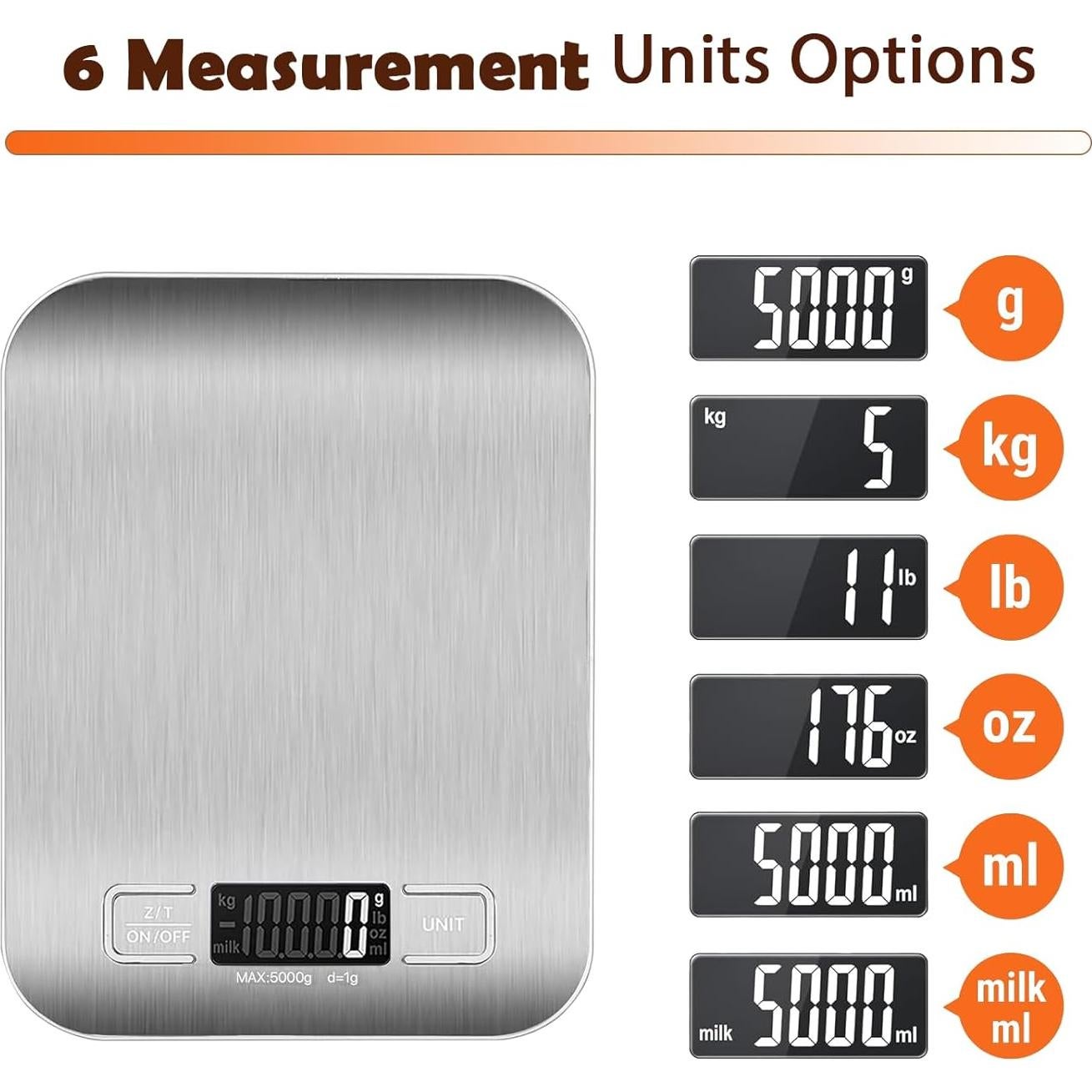 Báscula de Cocina Digital CX2012, 5kg, Acero Inoxidable