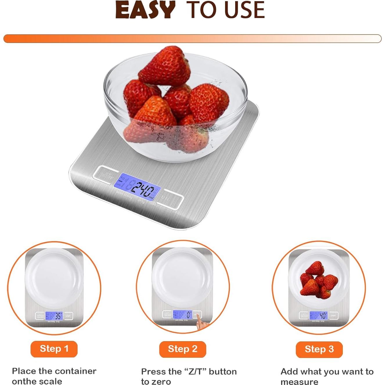 Báscula de Cocina Digital CX2012, 5kg, Acero Inoxidable