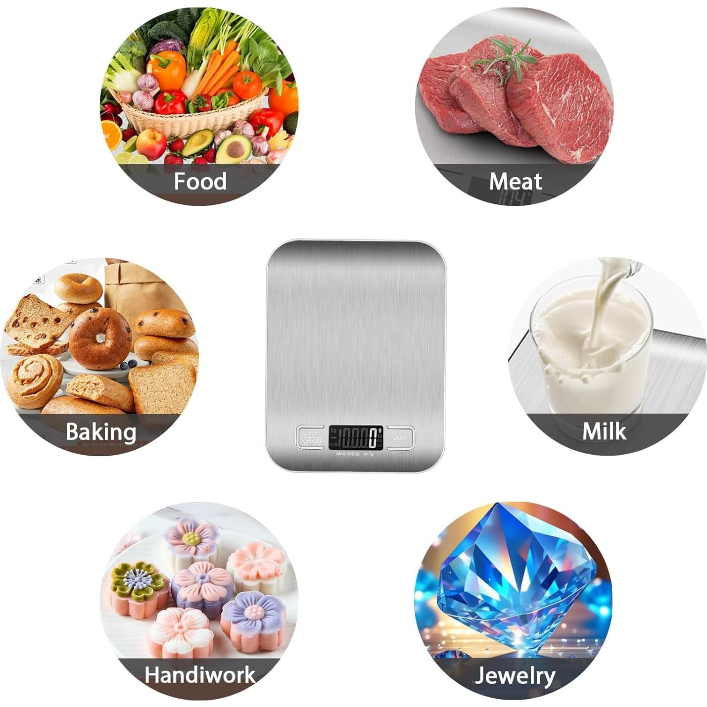 Báscula de Cocina Digital CX2012, 5kg, Acero Inoxidable