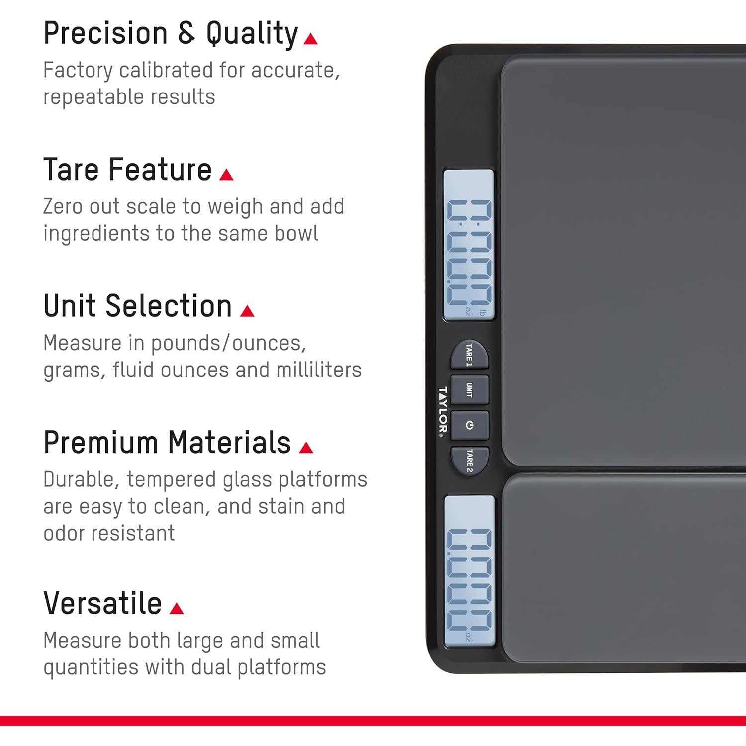 Báscula de Cocina Digital Taylor Doble Plataforma 15lb/6804g