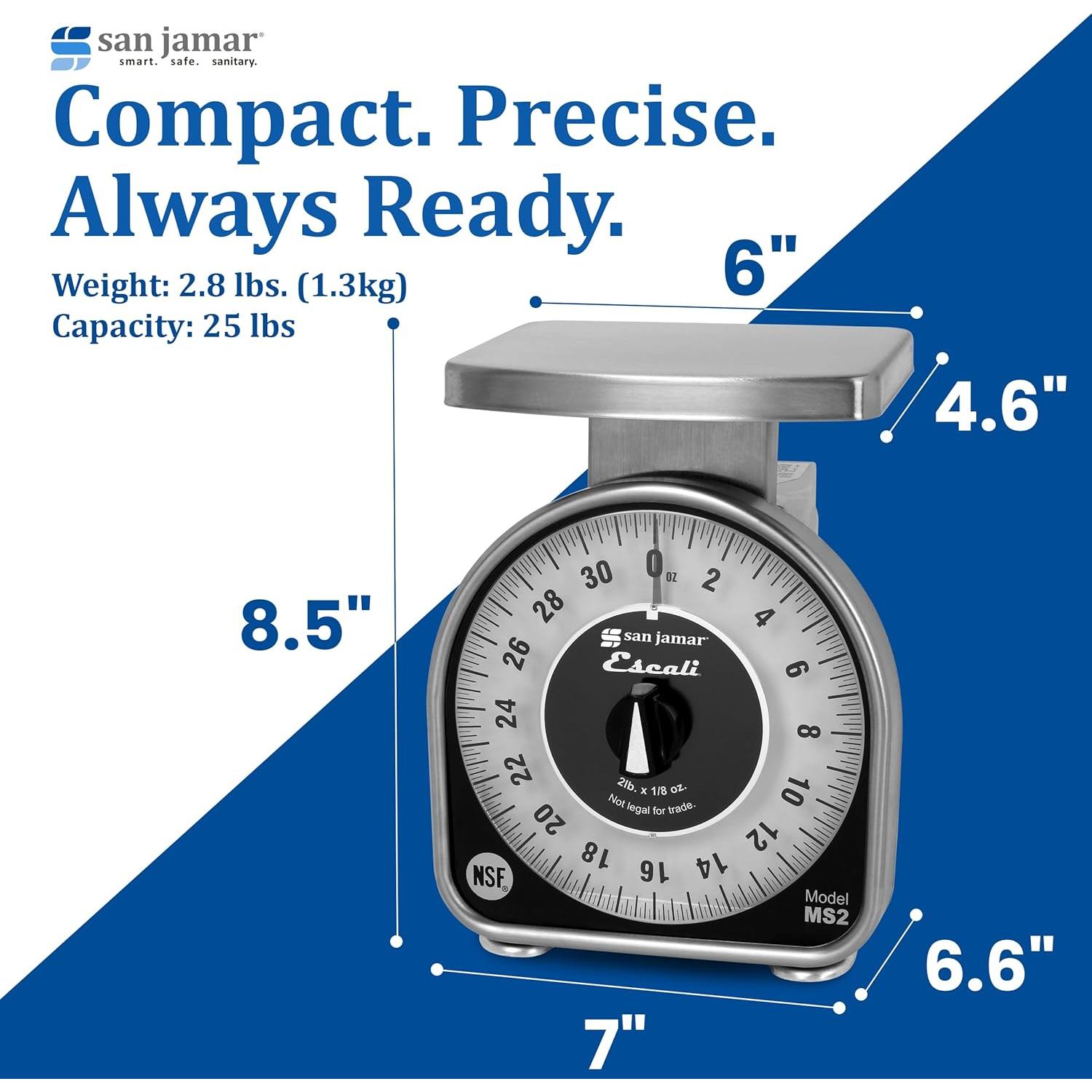 Escala Mecánica de Alimentos San Jamar SCMDL2 0.91 kg Plata
