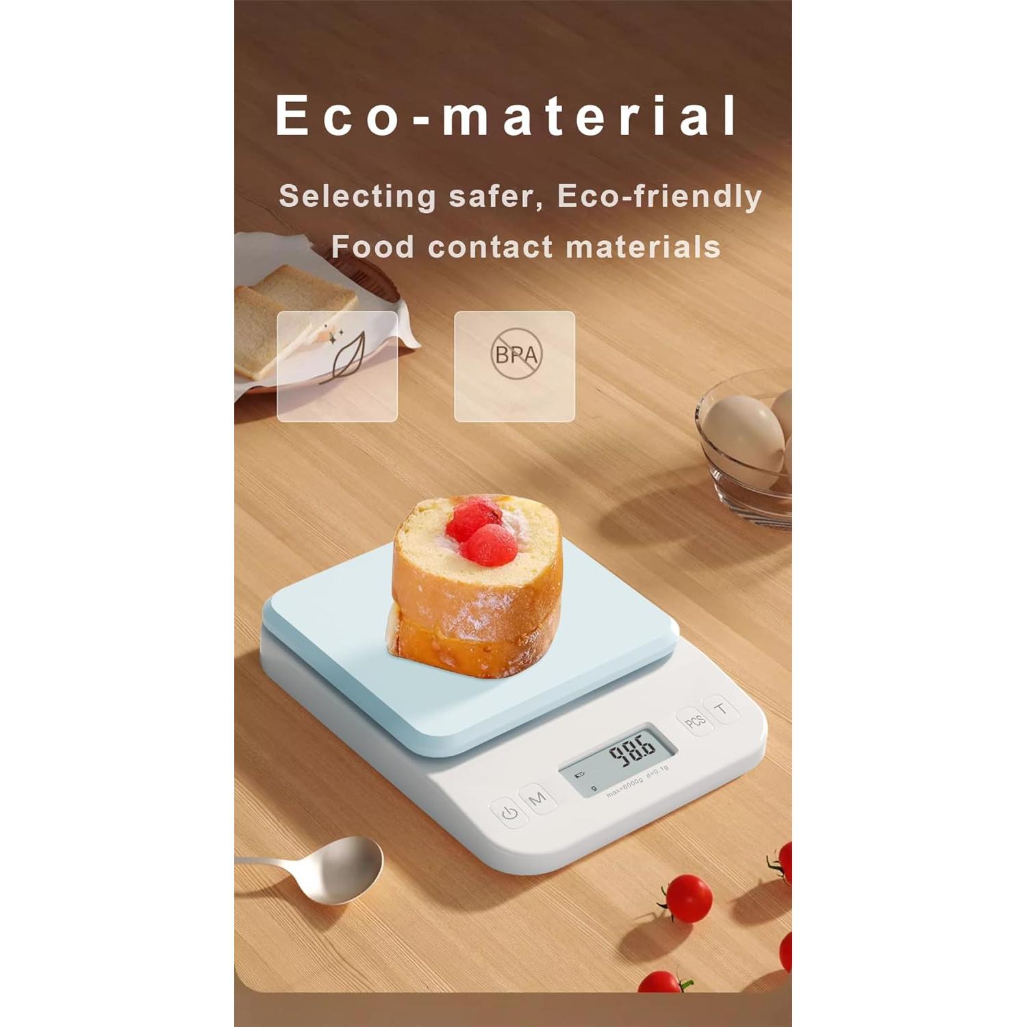 Balanza Digital de Cocina YRY Elfo Blanco 6kg/0.1g LCD Retroiluminado