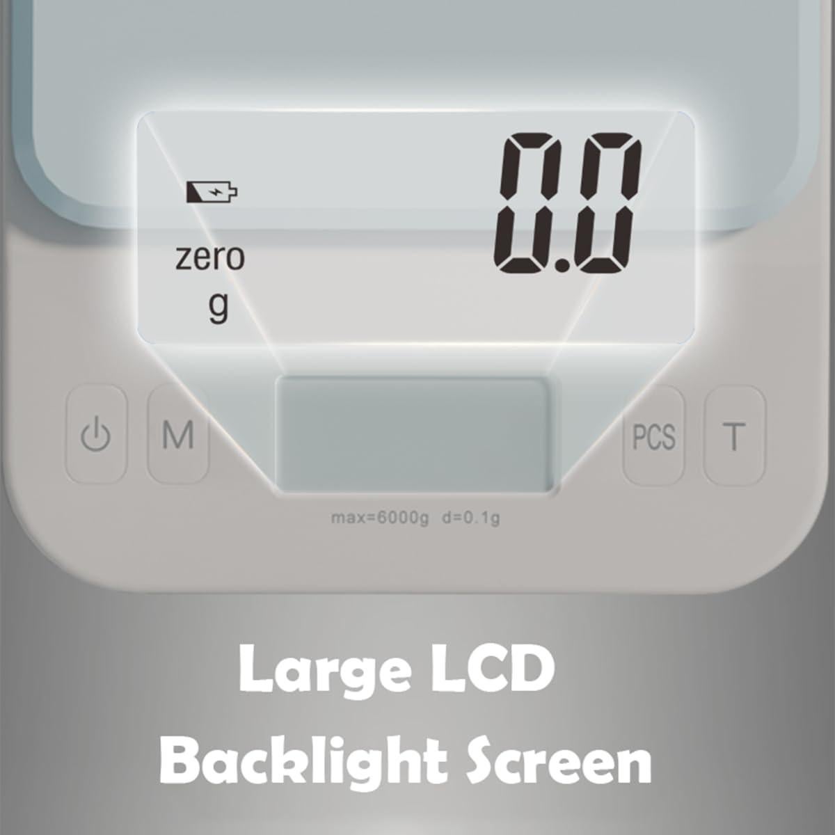 Balanza Digital de Cocina YRY Elfo Blanco 6kg/0.1g LCD Retroiluminado