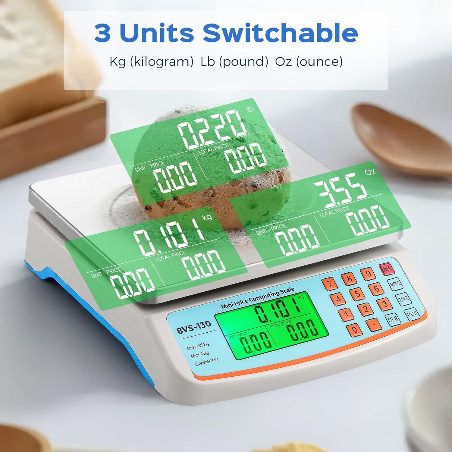 Balanza Comercial Bonvoisin 30kg con Plato Acero Inoxidable