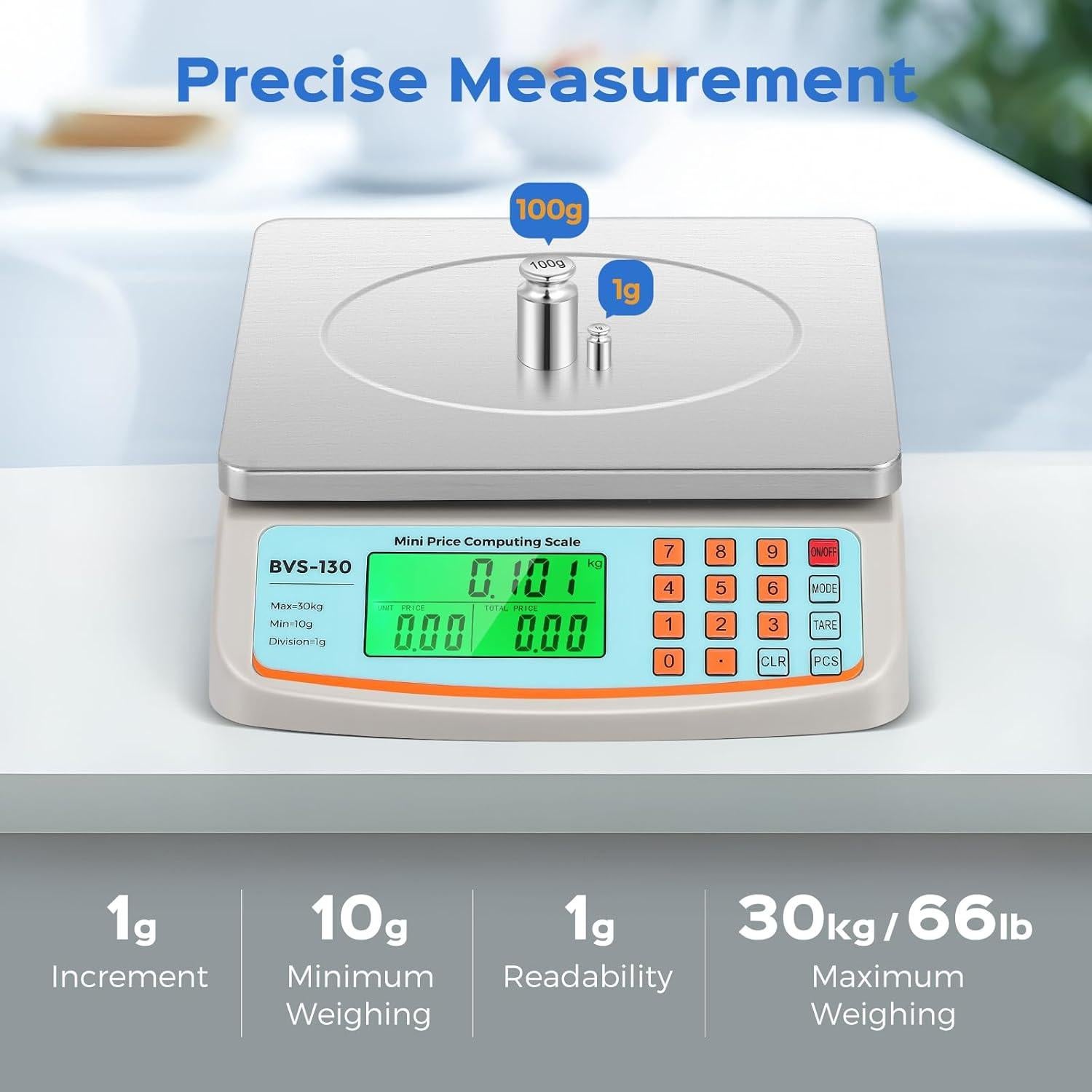 Balanza Comercial Bonvoisin 30kg con Plato Acero Inoxidable