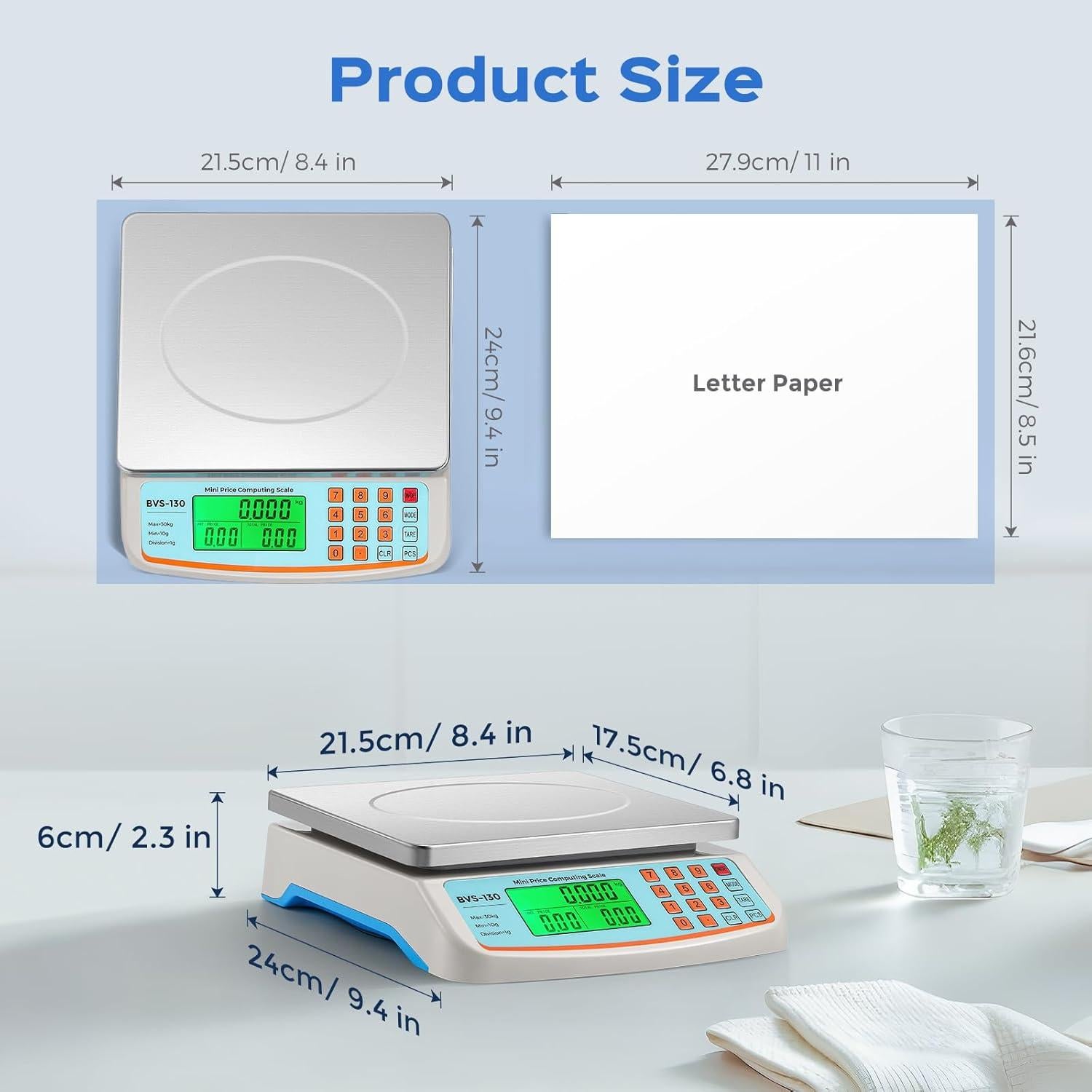 Balanza Comercial Bonvoisin 30kg con Plato Acero Inoxidable