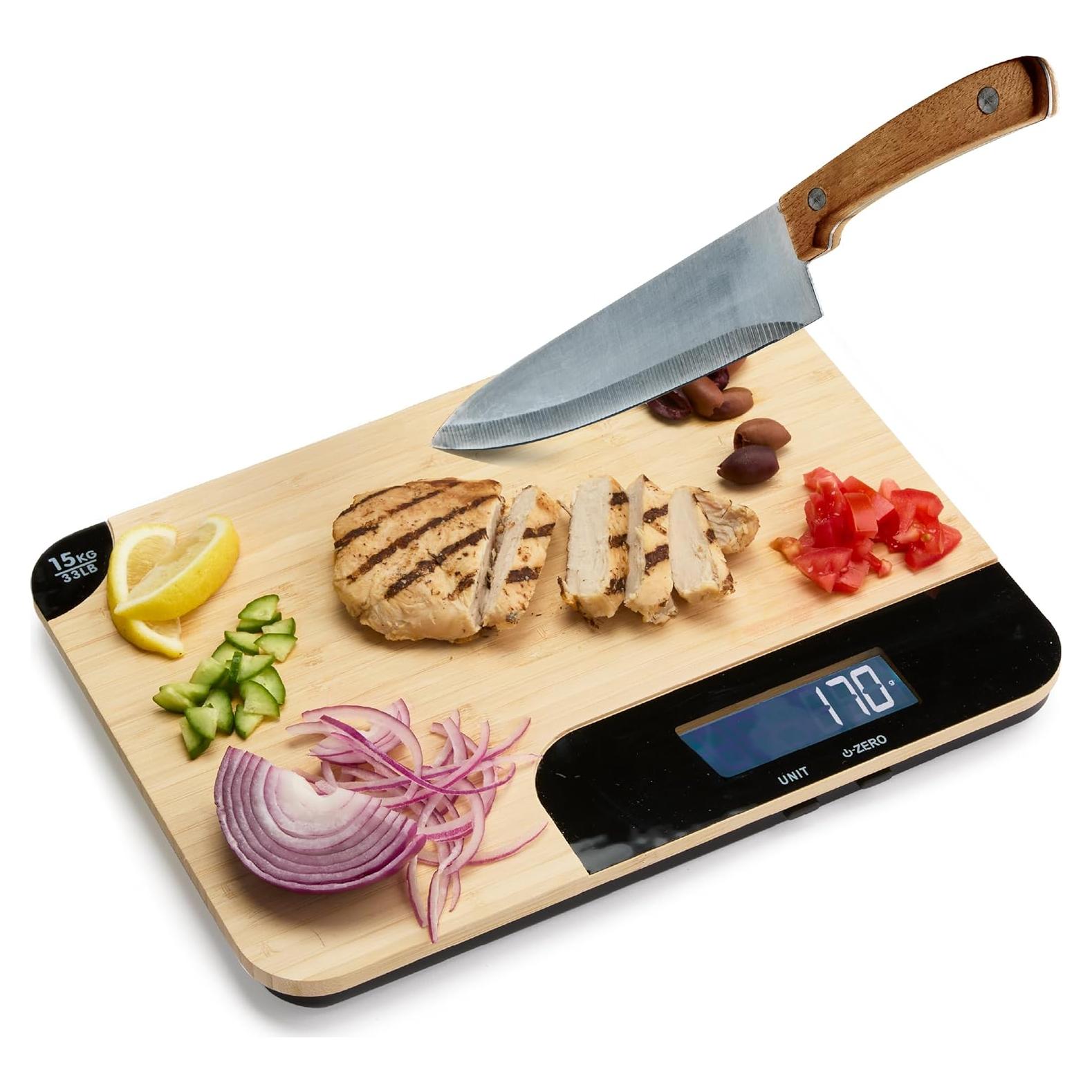 Tabla de Cortar de Bambú con Balanza Digital Sharper Image 15 kg