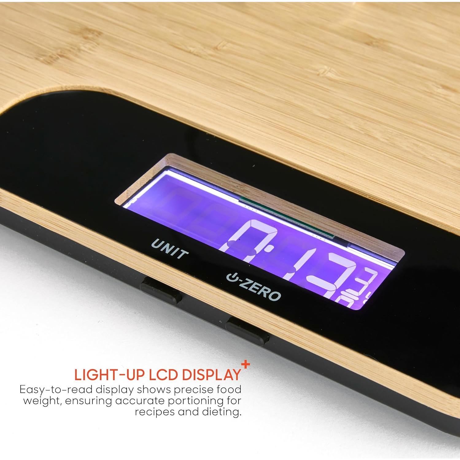 Tabla de Cortar de Bambú con Balanza Digital Sharper Image 15 kg