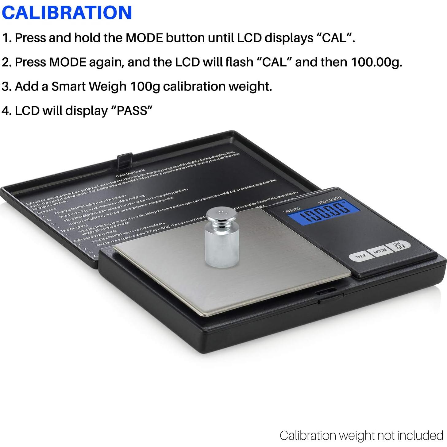 Báscula Digital de Bolsillo Smart Weigh SWS100 100g x 0.01g