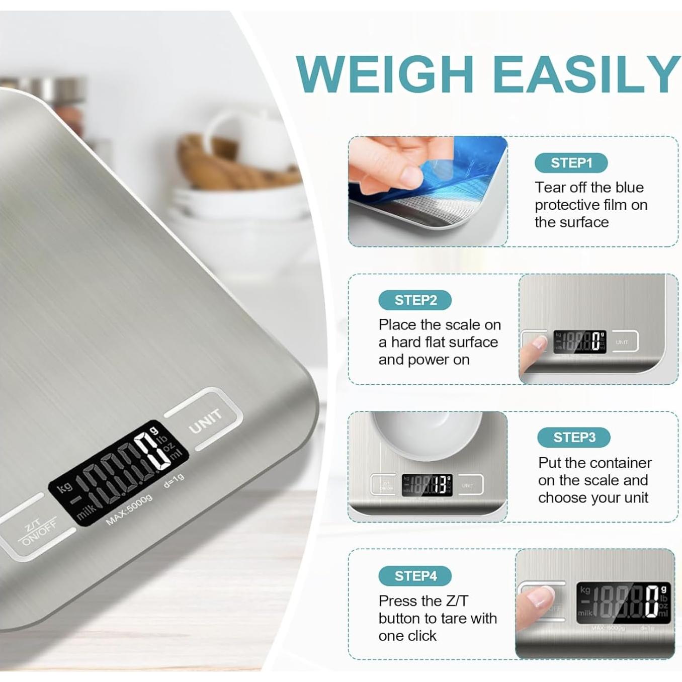 Báscula de Cocina Digital SOYOK 500g Acero Inoxidable LCD