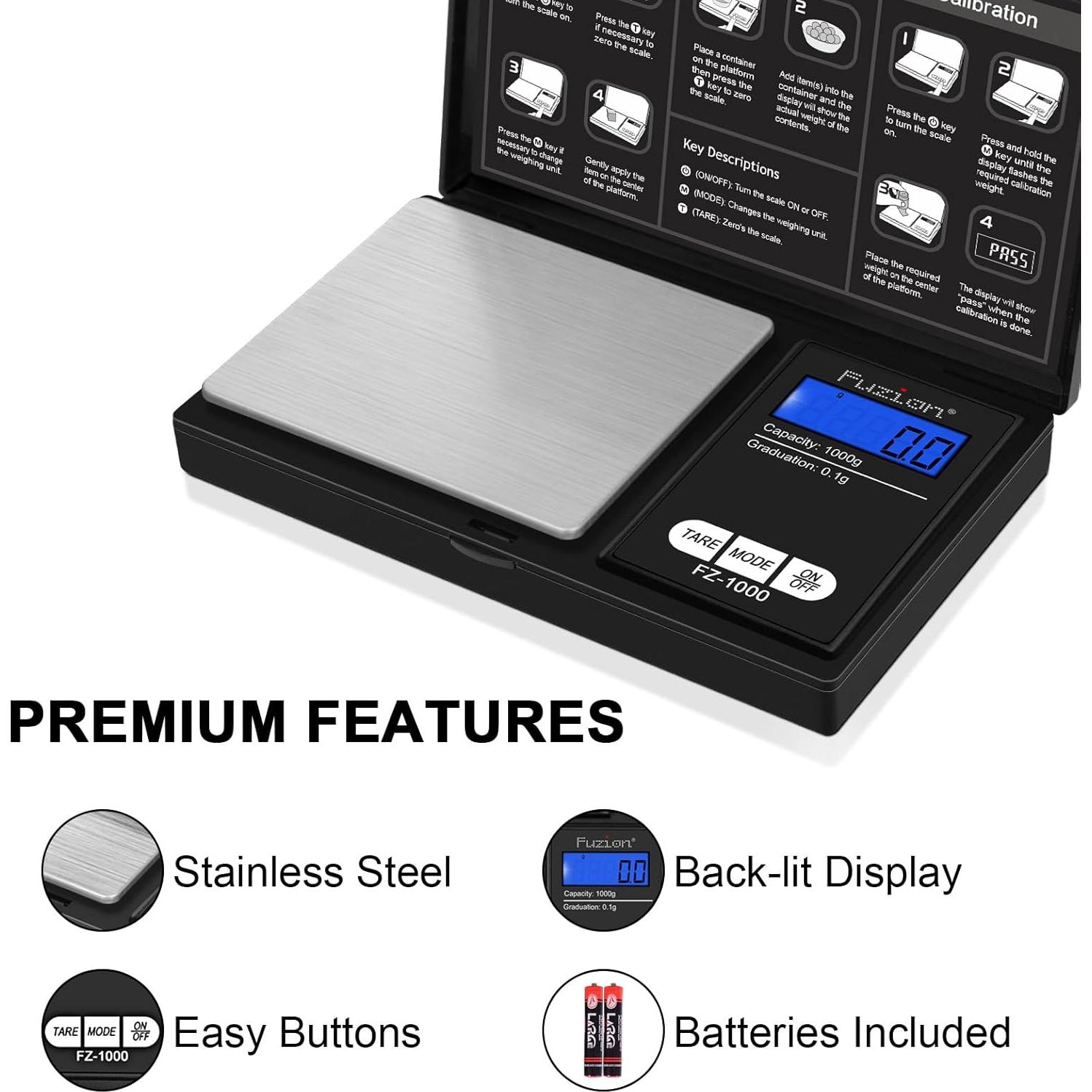 Balanza Digital de Bolsillo Fuzion FZ-1000 1000g/0.1g Negra