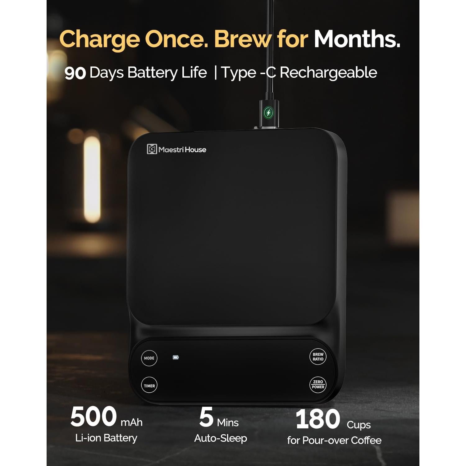 Balanza de Café Digital Maestri House S3 3kg/0.1g Negra