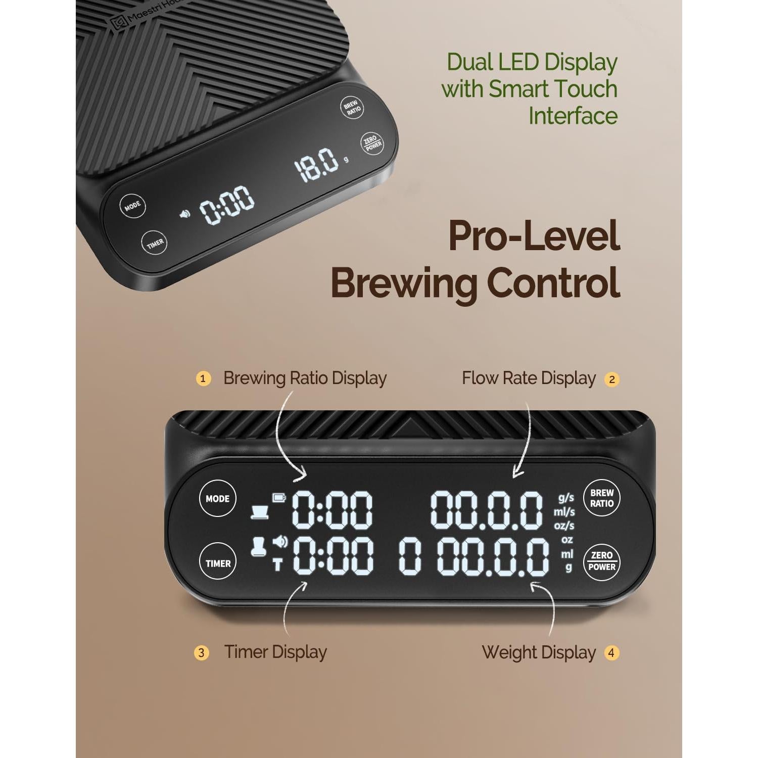 Balanza de Café Digital Maestri House S3 3kg/0.1g Negra