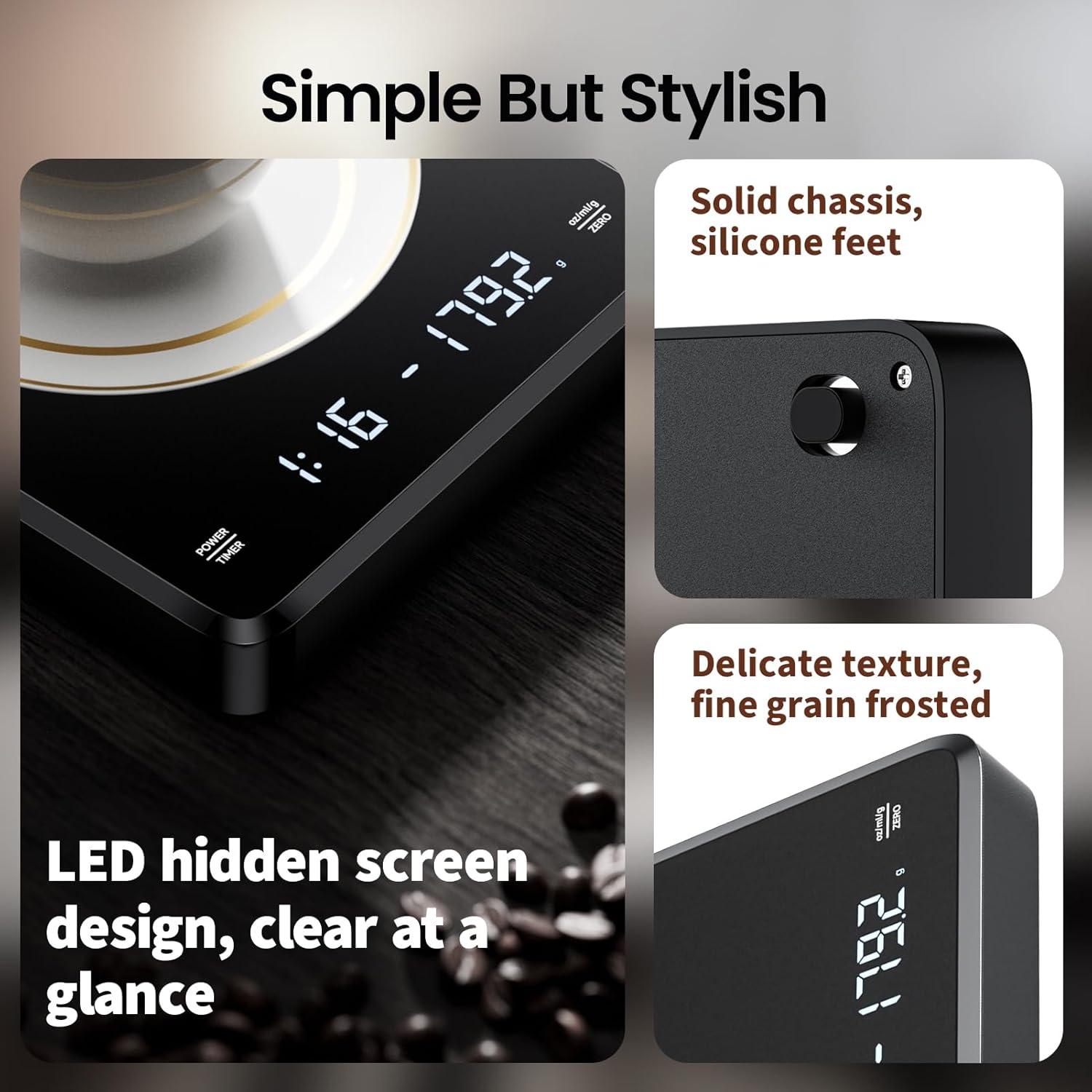 Báscula de café digital FlyCoco CX-30 recargable 3kg 0.1g