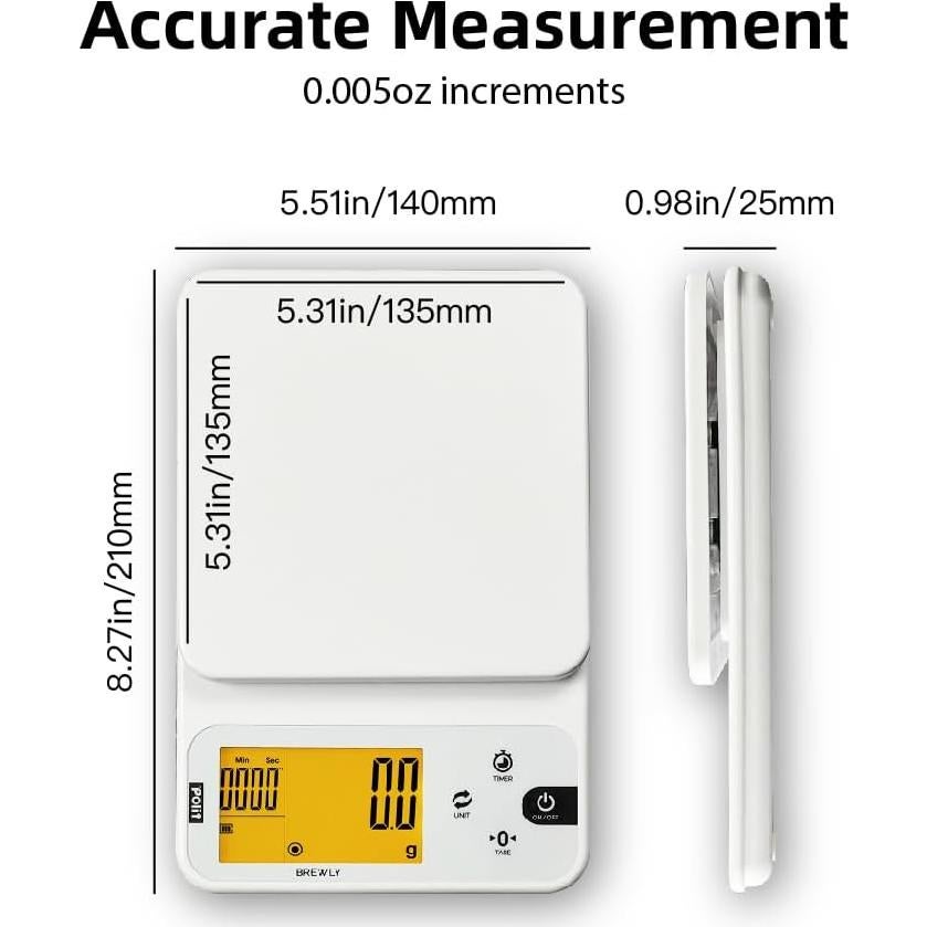Báscula Digital de Café POLIT Brewly 3000g con Temporizador