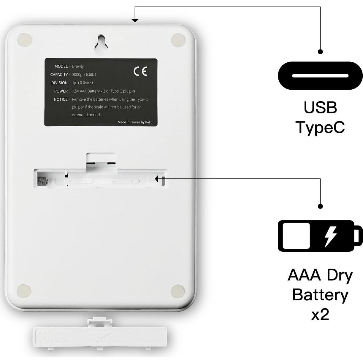 Báscula Digital de Café POLIT Brewly 3000g con Temporizador