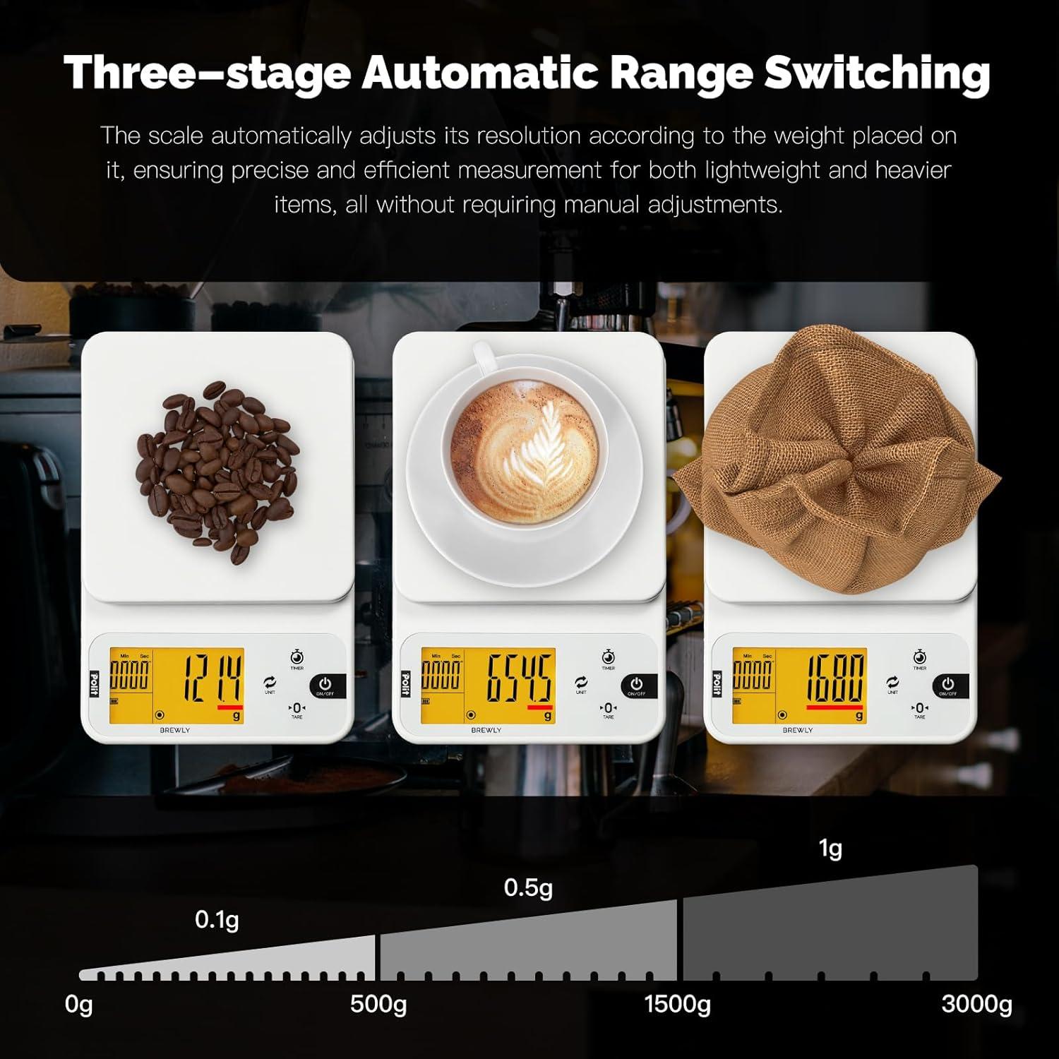 Báscula Digital de Café POLIT Brewly 3000g con Temporizador