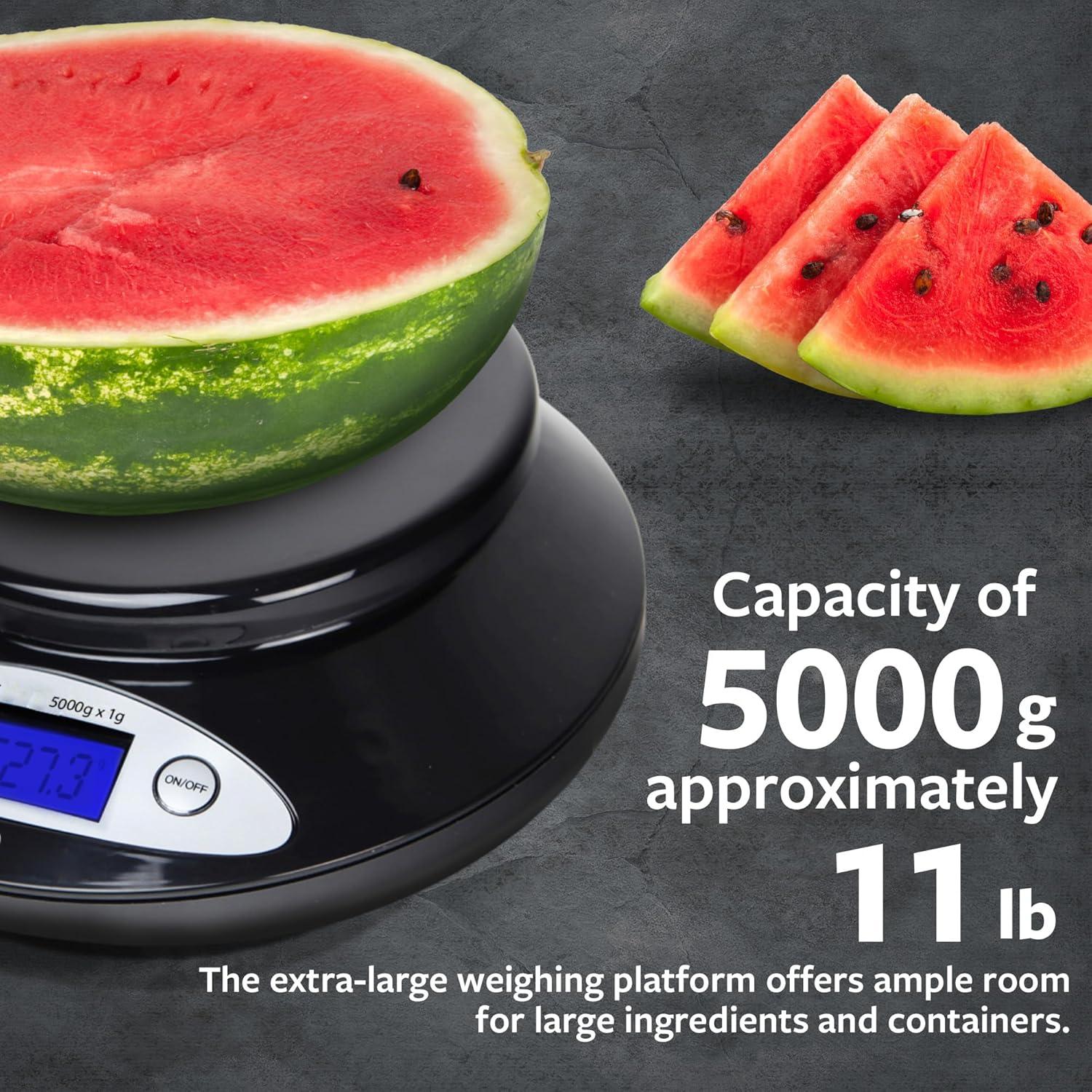 Báscula de Cocina Digital Smart Weigh 5kg con Tazón Removible