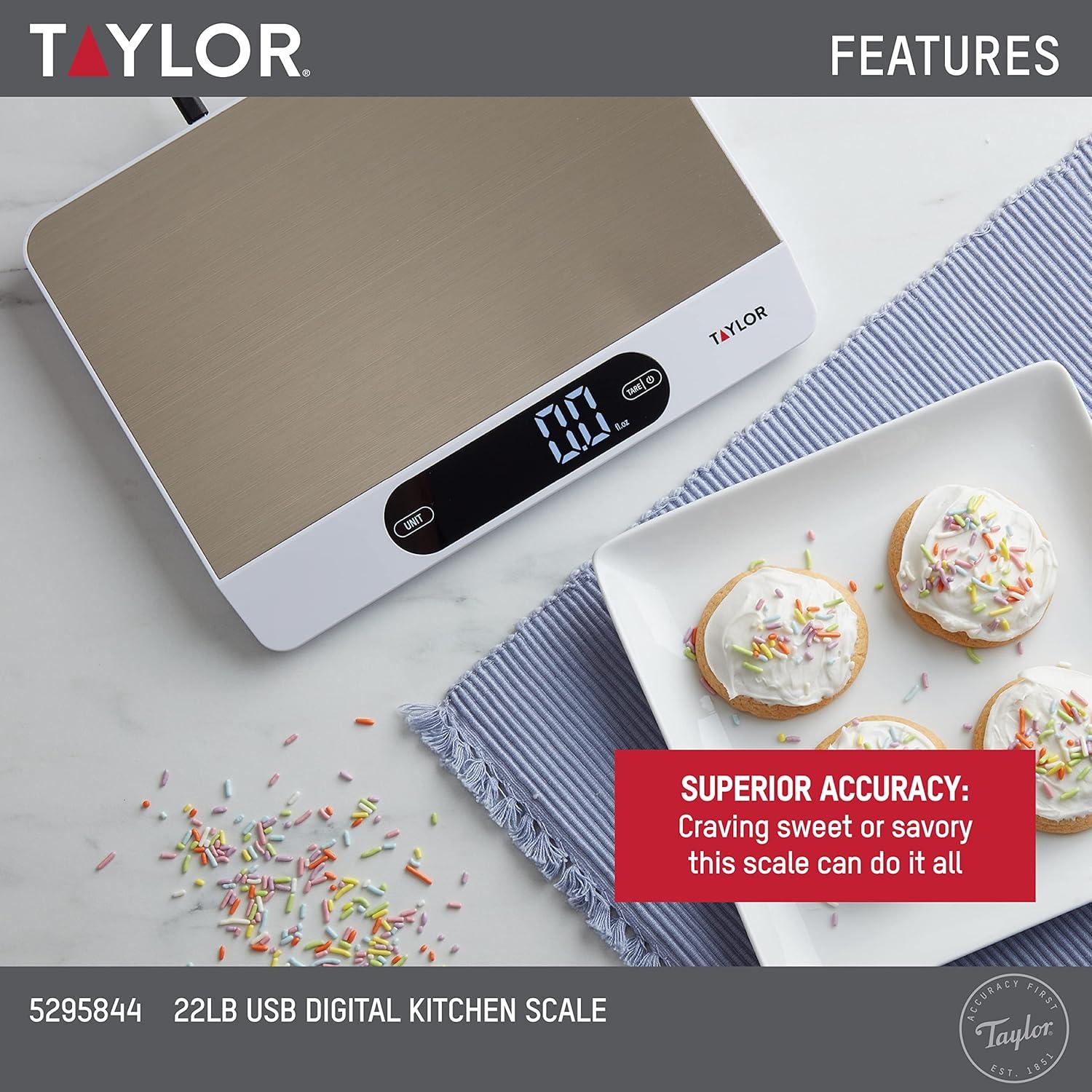 Balanza de Cocina Digital Taylor 10 kg Acero Inoxidable USB