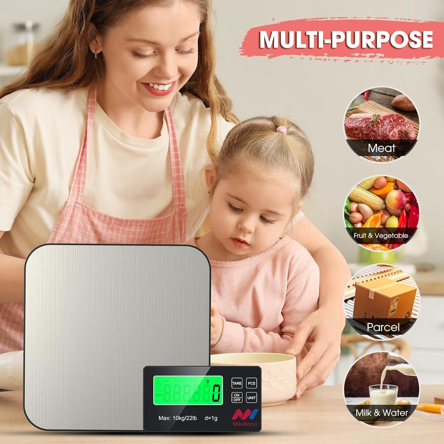 Balanza de Cocina Digital Mik-Nana 10kg Acero Inoxidable LCD