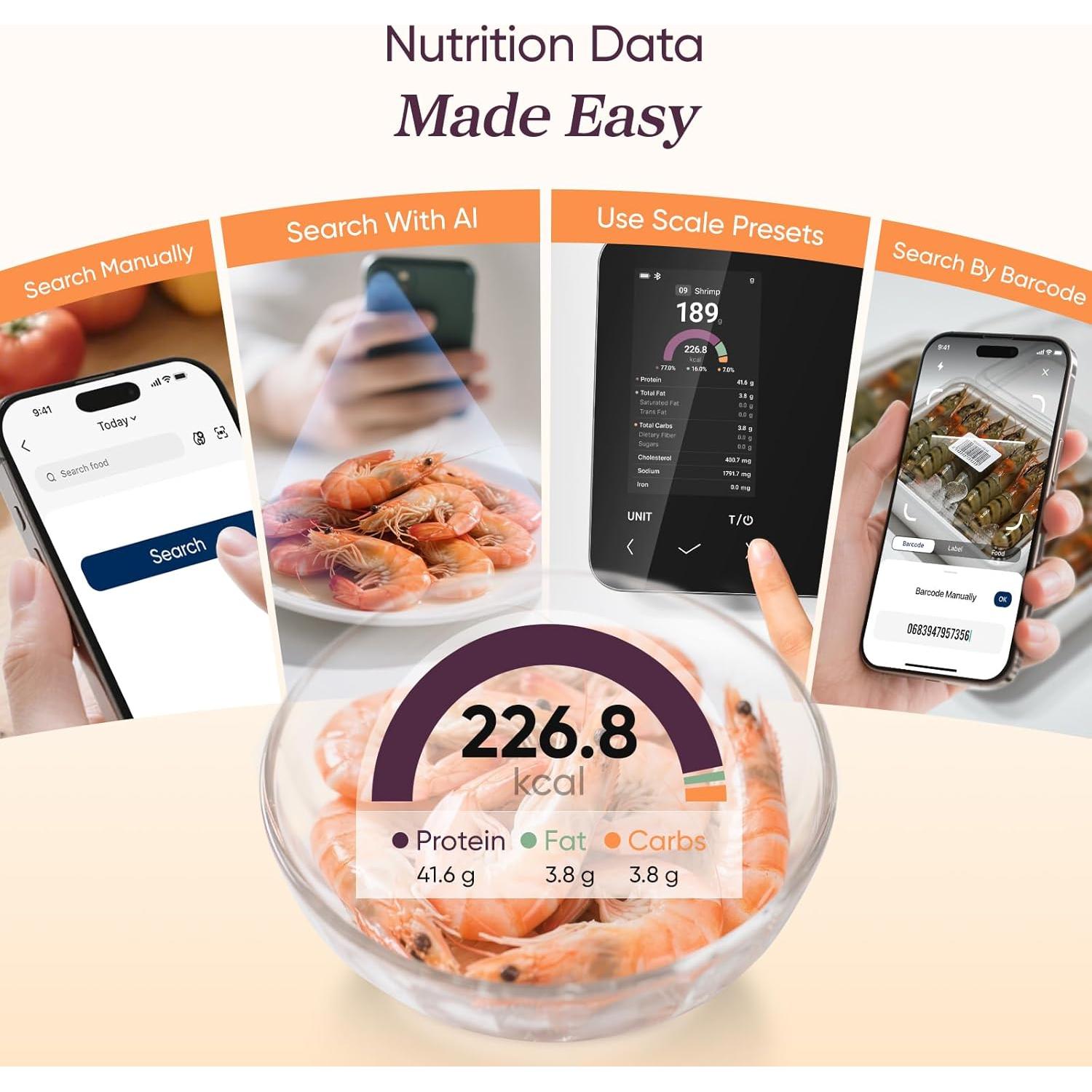 Báscula de Cocina Inteligente Cosori CNS-R001S-X 5 kg con App