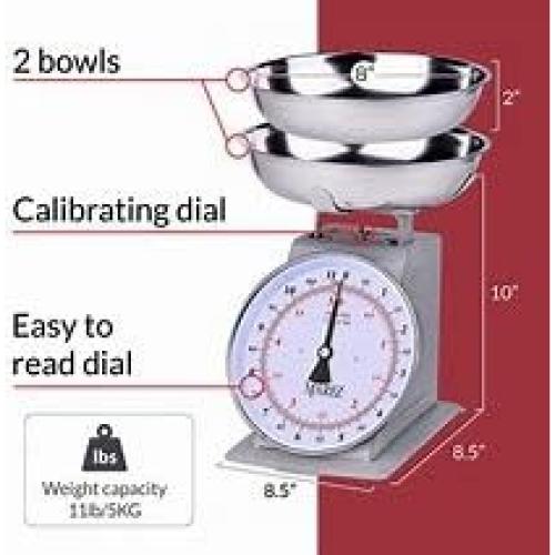 Balanza de Cocina Mecánica MARLIZ Retro 2Kg con 2 Cuencos