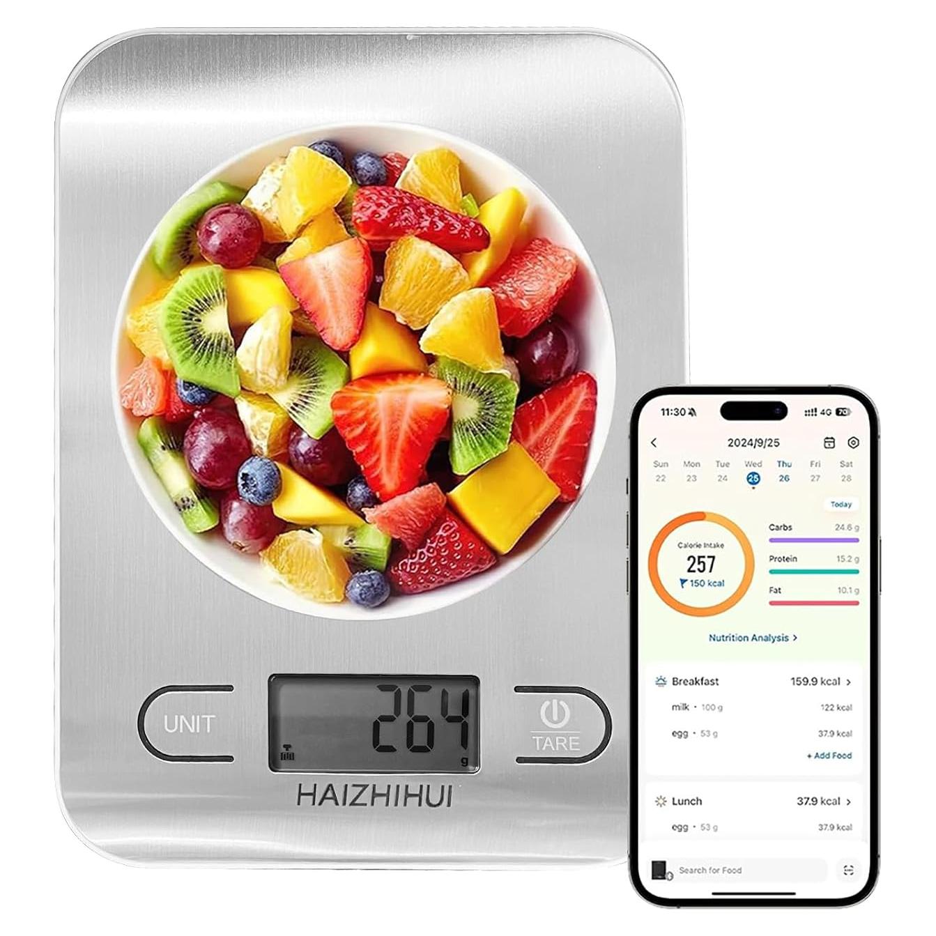 Báscula Digital de Cocina Fitdays KT630 con App Nutricional 5kg