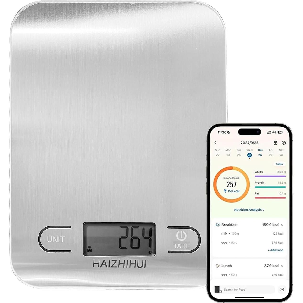 Báscula Digital de Cocina Fitdays KT630 con App Nutricional 5kg