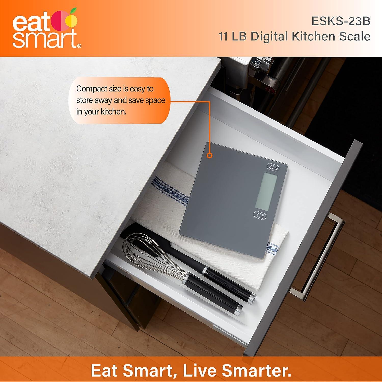 Escala de Cocina Comer Inteligente 4.99kg Vidrio Gris