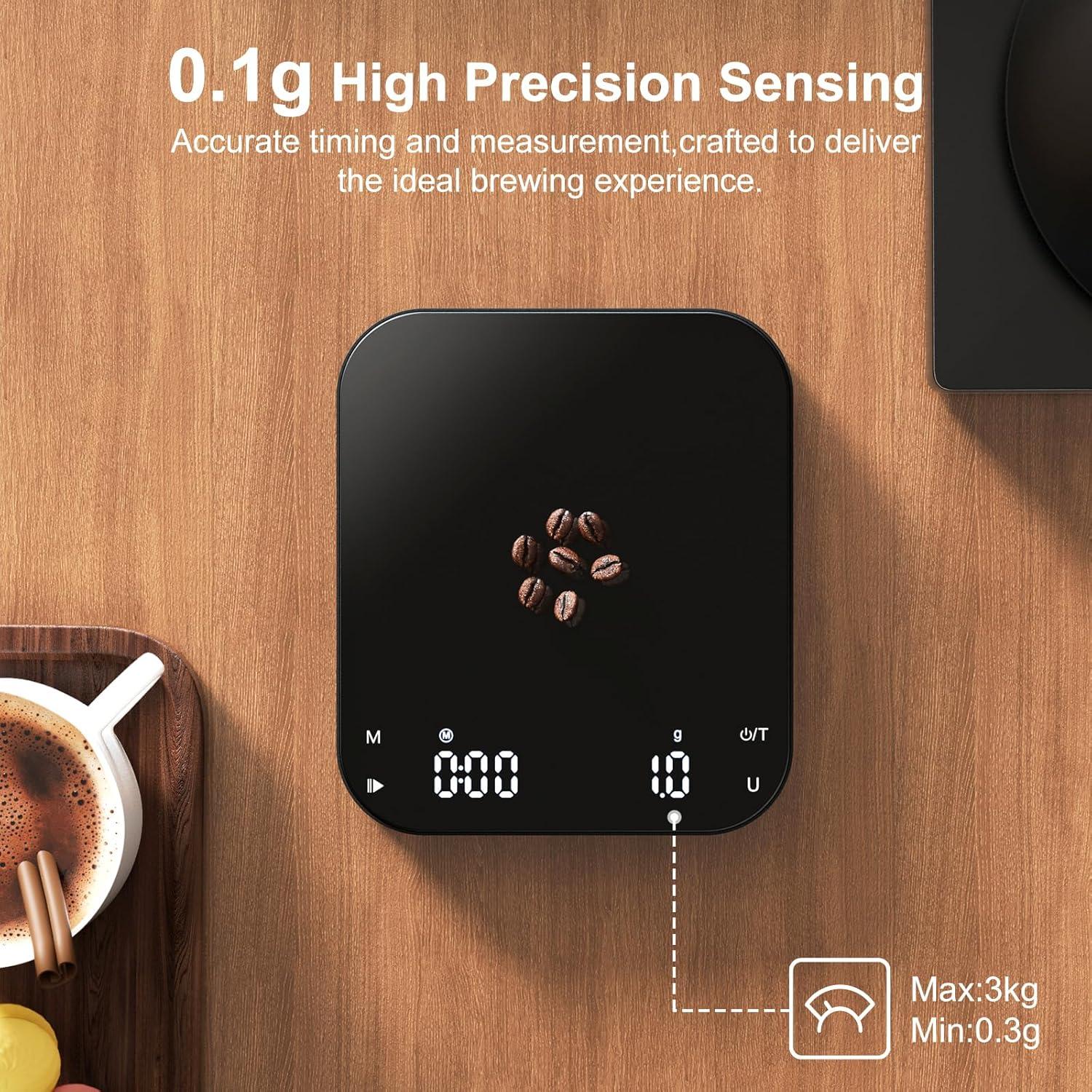 Balanza de Café Digital Ultrean 3kg/0.1g Recargable con Temporizador