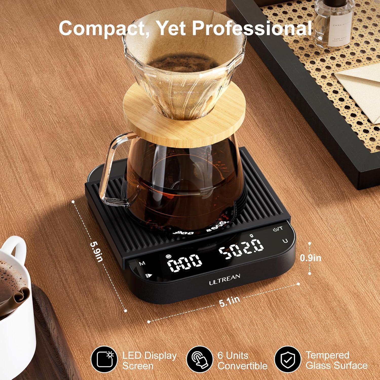 Balanza de Café Digital Ultrean 3kg/0.1g Recargable con Temporizador