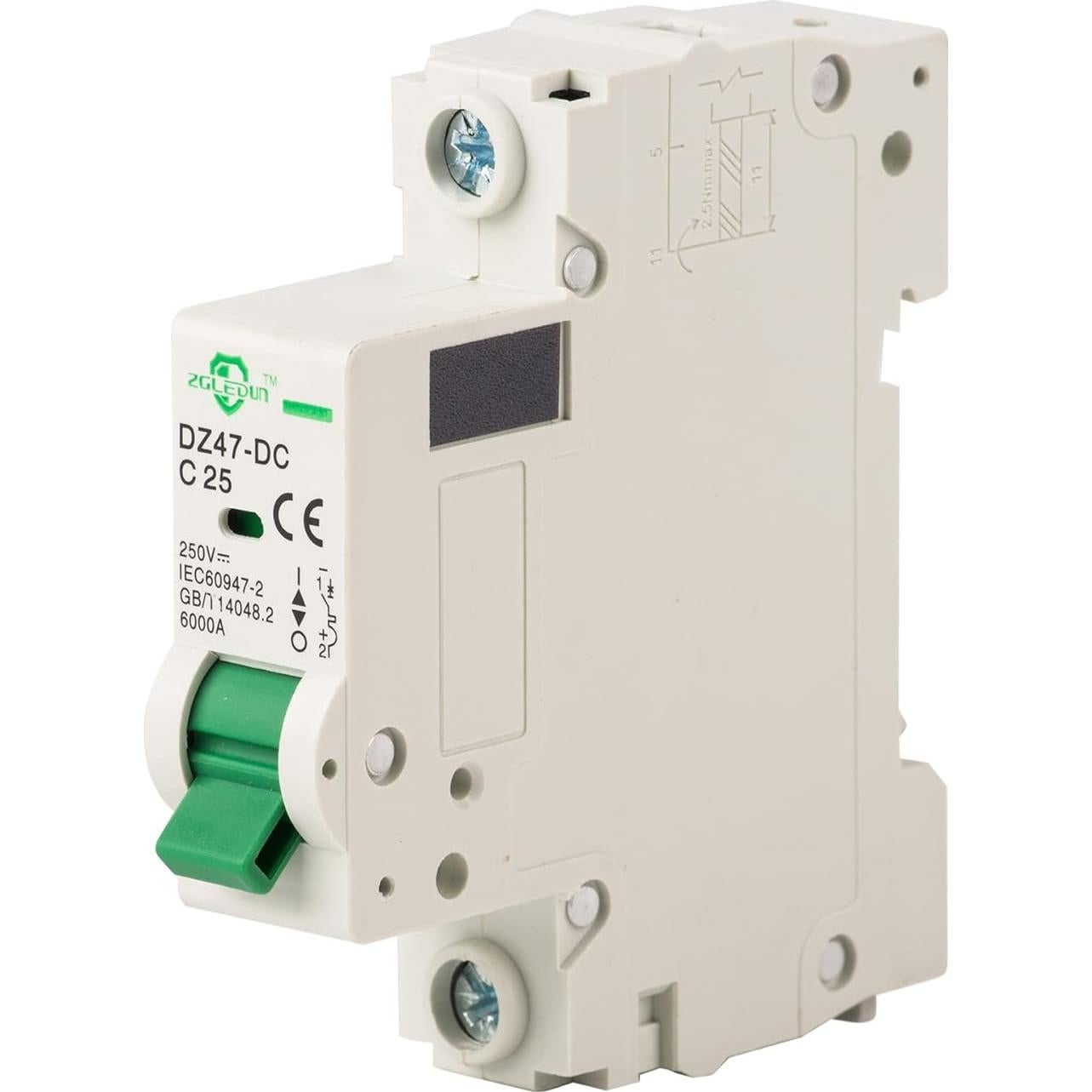 Disyuntor Miniatura DC 10A ZGLEDUN 1 Polo 110-250V 6kA