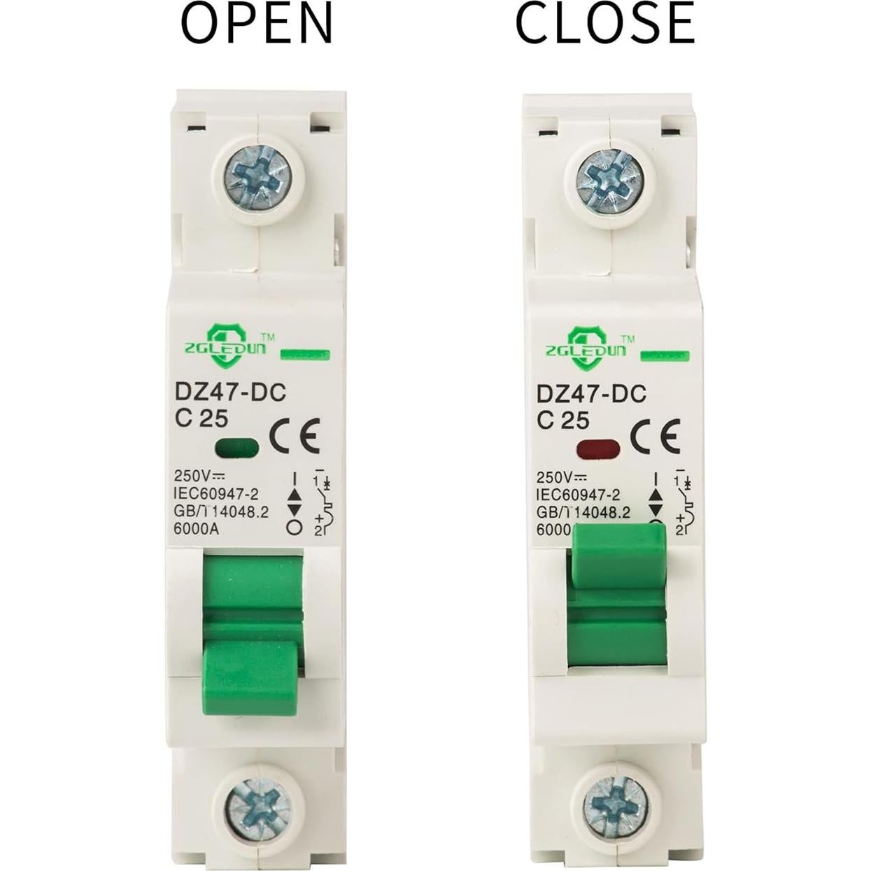 Disyuntor Miniatura DC 10A ZGLEDUN 1 Polo 110-250V 6kA