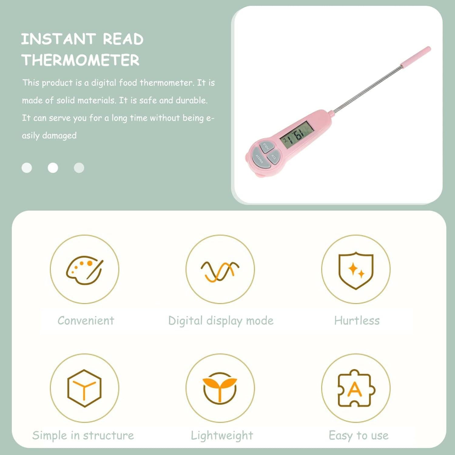 Termómetro Digital de Carne Kisangel Rosa 30°C a 300°C LCD