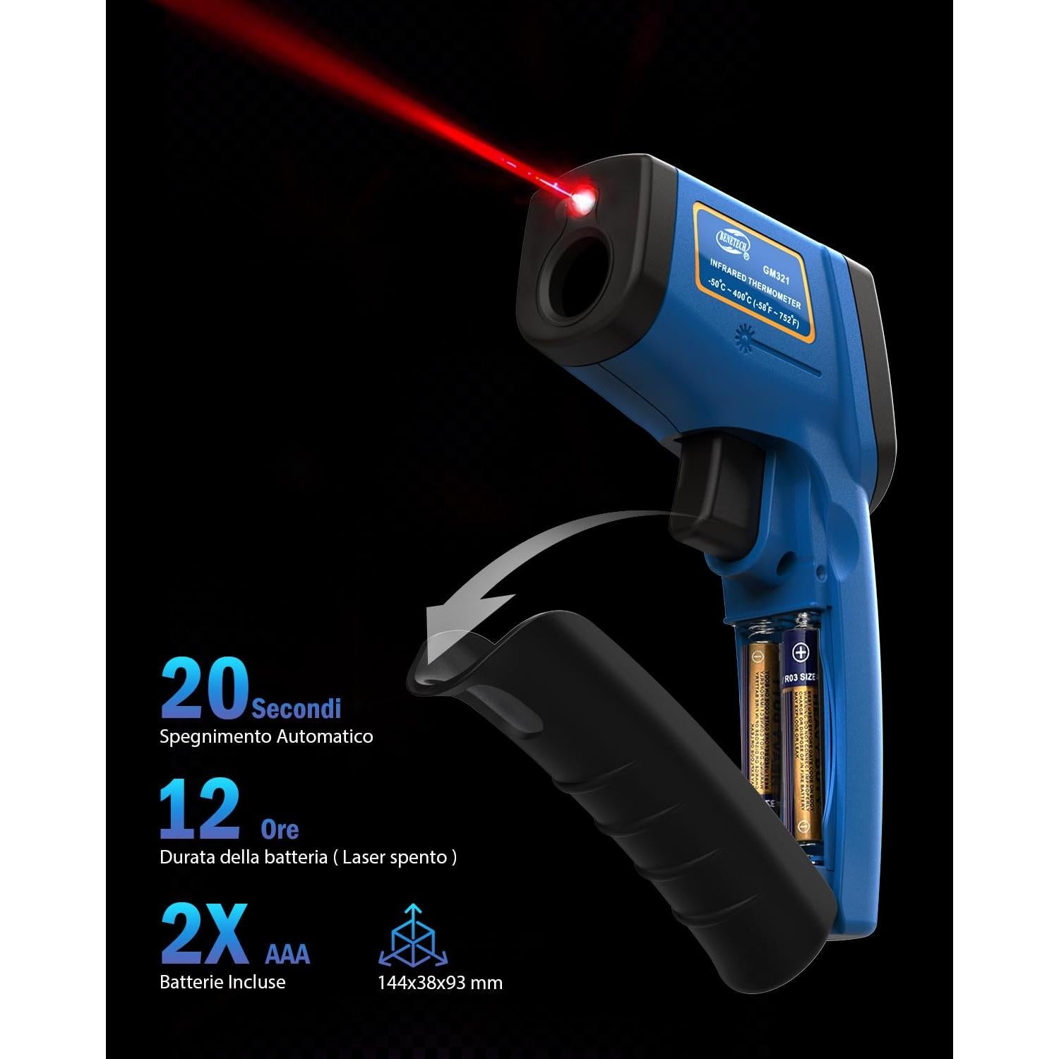 Termómetro Infrarrojo Benetech GM531 Sin Contacto -50C a 530C