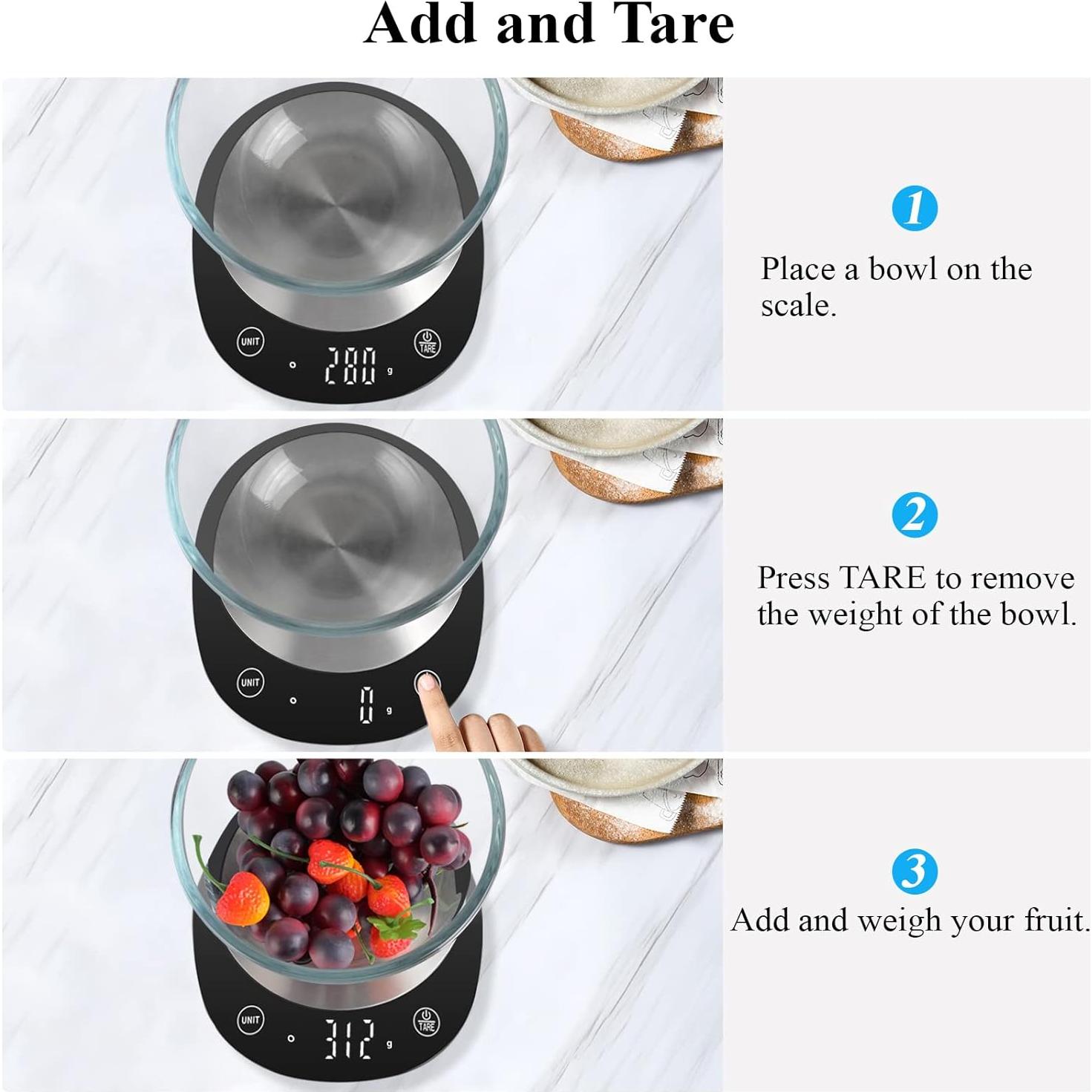 Balanza Digital de Cocina Homebuds HB903 10kg Precisión 1g Negra