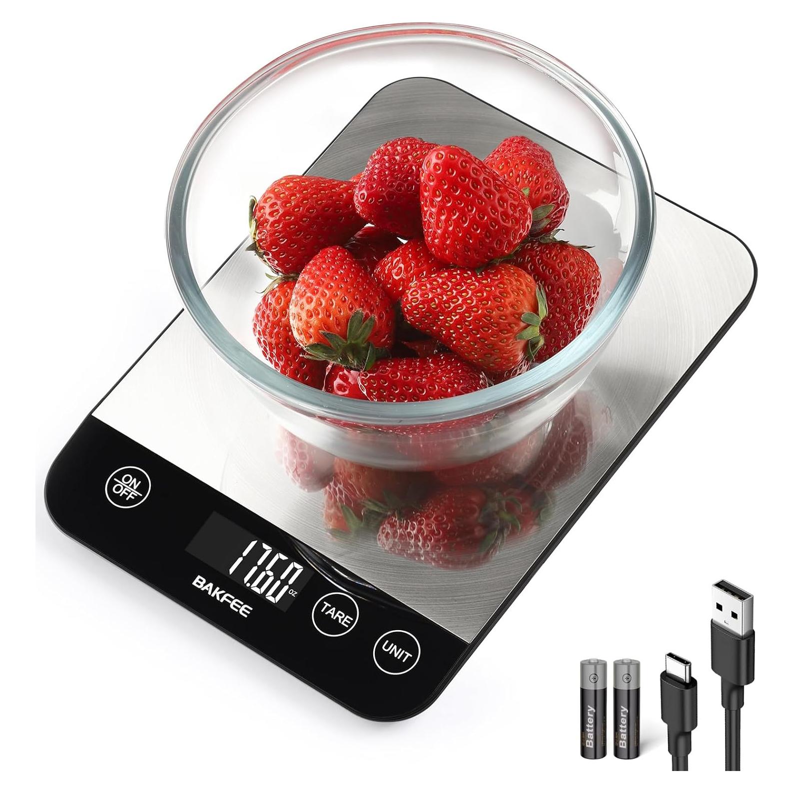 Escala de Cocina Digital BakFee 15kg Acero Inoxidable 1g Precisión