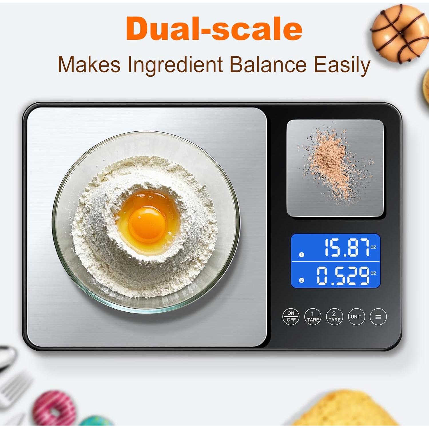Balanza de Cocina Digital KUAIVO K600H Doble Plataforma 14.97kg