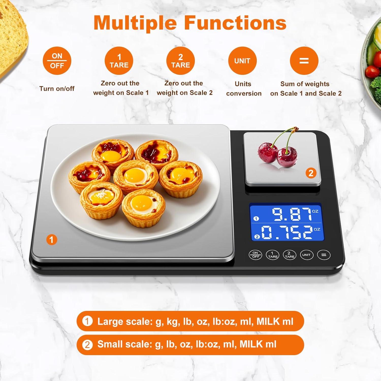 Balanza de Cocina Digital KUAIVO K600H Doble Plataforma 14.97kg