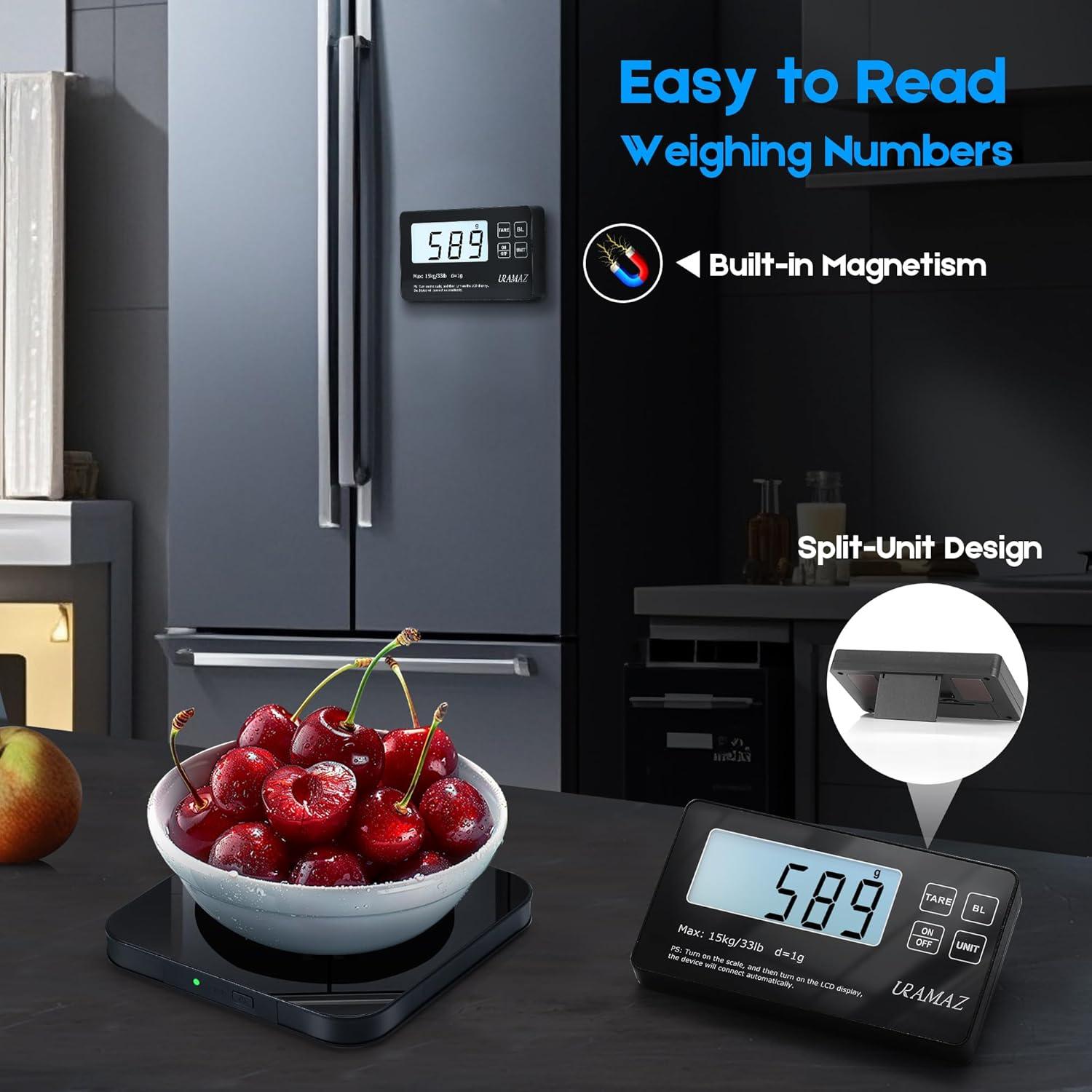 Báscula de Cocina URAMAZ 15kg Acero Inoxidable Pantalla LCD