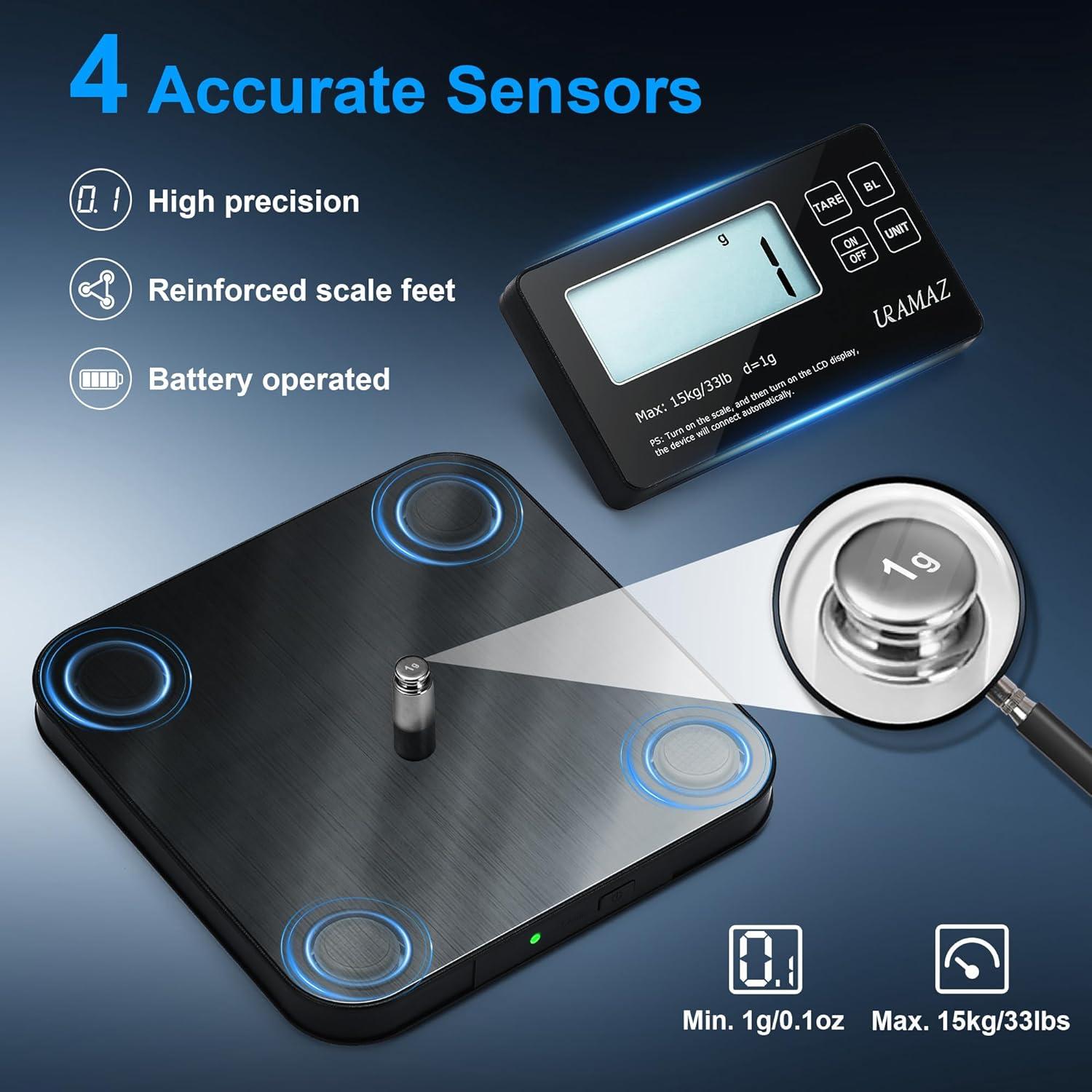 Báscula de Cocina URAMAZ 15kg Acero Inoxidable Pantalla LCD