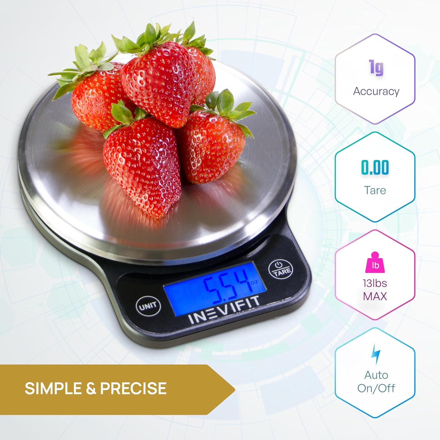 Báscula de Cocina Digital INEVIFIT 6 kg Acero Inoxidable